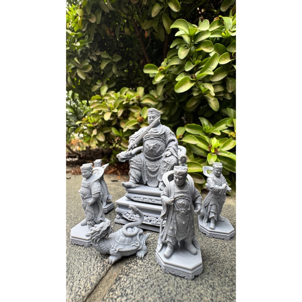 玄天上帝套組 7公分 含 椅子、劍、部將、龍龜-細節圖3