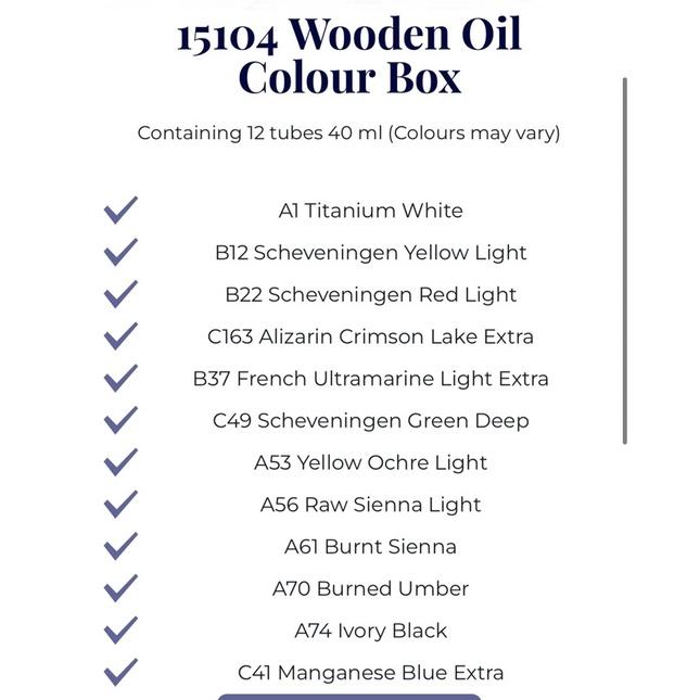 Old Holland 15104 Wooden Oil Colour Box 40ml 12色 老荷蘭 桃心木箱-細節圖2