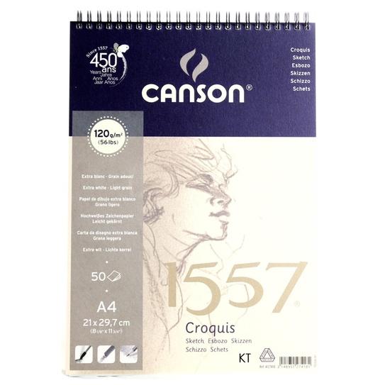 康頌 CANSON 1557 A3 A4 A5 120g 50張 速寫本 繪畫本 鉛筆 炭筆 粉彩 素描本 圈裝-細節圖3