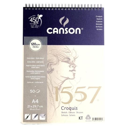 康頌 CANSON 1557 A3 A4 A5 120g 50張 速寫本 繪畫本 鉛筆 炭筆 粉彩 素描本 圈裝-細節圖3