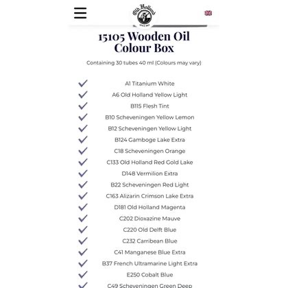 Old Holland 15105 Wooden Oil Colour Box 40ml 30色 老荷蘭 桃心木箱 油畫-細節圖2