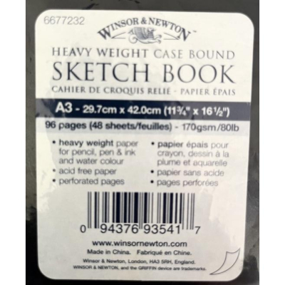 好物出清 有瑕疵 Winsor&amp;Newton Sketchbook 硬皮素描本 膠裝110g A3 80頁 鋼筆 墨水