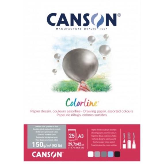 新品 法國製 CANSON Colorline C31074P004 150g 5色 25張 色粉紙 藍色 灰色 黑色-細節圖5