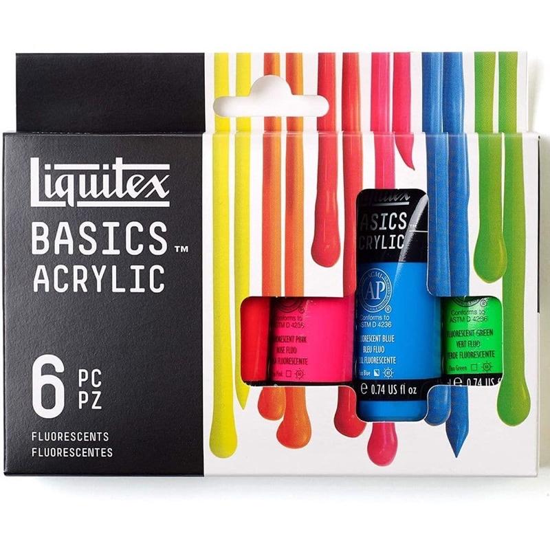 法國製 Liquitex Basics Acrylic Set 6x22ml 立可得 學生級壓克力 螢光色壓克力 螢光色-細節圖2