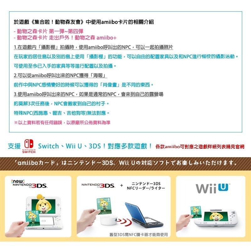 【‎Nintendo任天堂】Switch amiibo 卡 動物森友會 第一~五彈 實體卡 一包3入 現貨-細節圖3