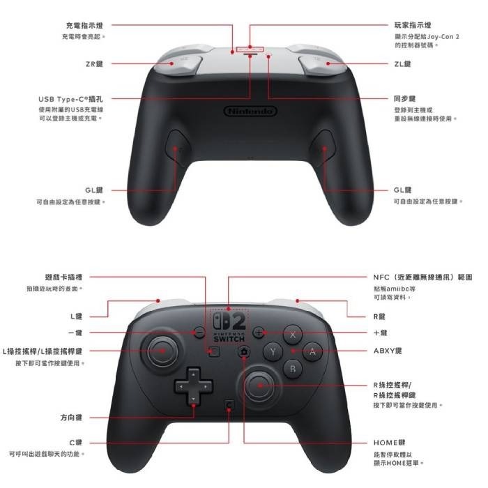Nintendo 任天堂 NS2 Switch 2 Pro 無線控制器 + 手把收納包  台灣公司貨-細節圖3