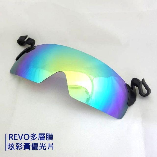 【現貨｜顏色齊】德國偏光鏡片 Revo多層膜電鍍 夾帽式 眼鏡 可上掀 防眩光 鴨舌帽/棒球帽適用 符合CNS標準-細節圖3
