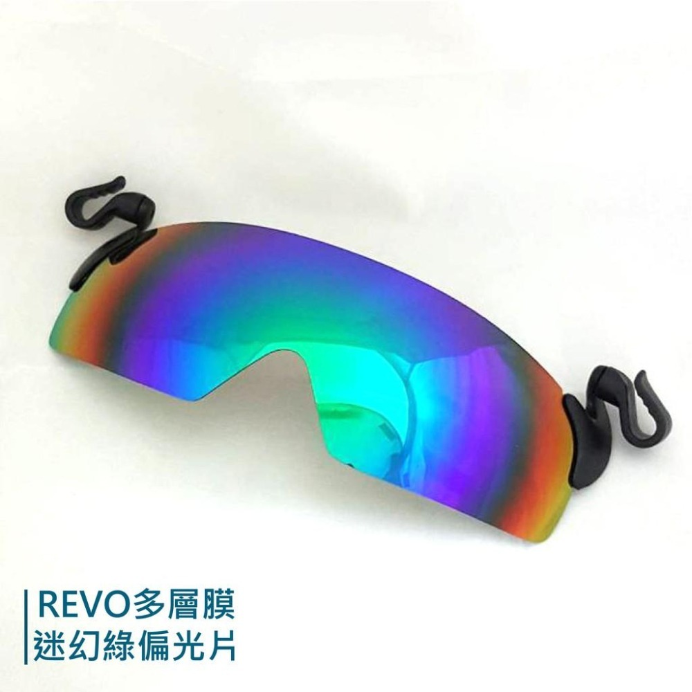 夾帽式 可掀 德國寶麗來偏光鏡片 輕量遮陽防風眼鏡 抗UV400 多層膜電鍍 鴨舌帽 棒球帽 符合CNS標準 藍色電鍍-細節圖5