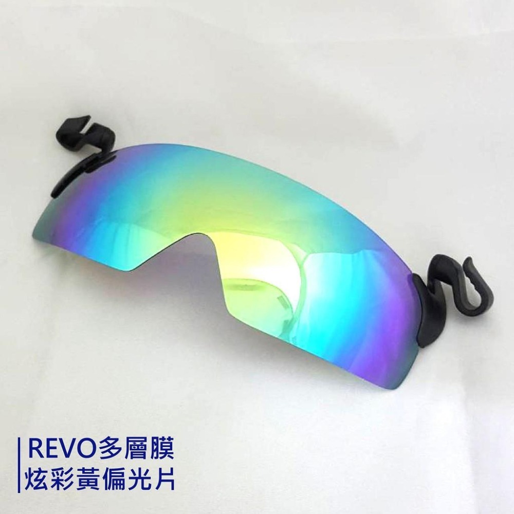 夾帽式 可掀 德國寶麗來偏光鏡片 輕量遮陽防風眼鏡 抗UV400 多層膜電鍍 鴨舌帽 棒球帽 符合CNS標準 藍色電鍍-細節圖8