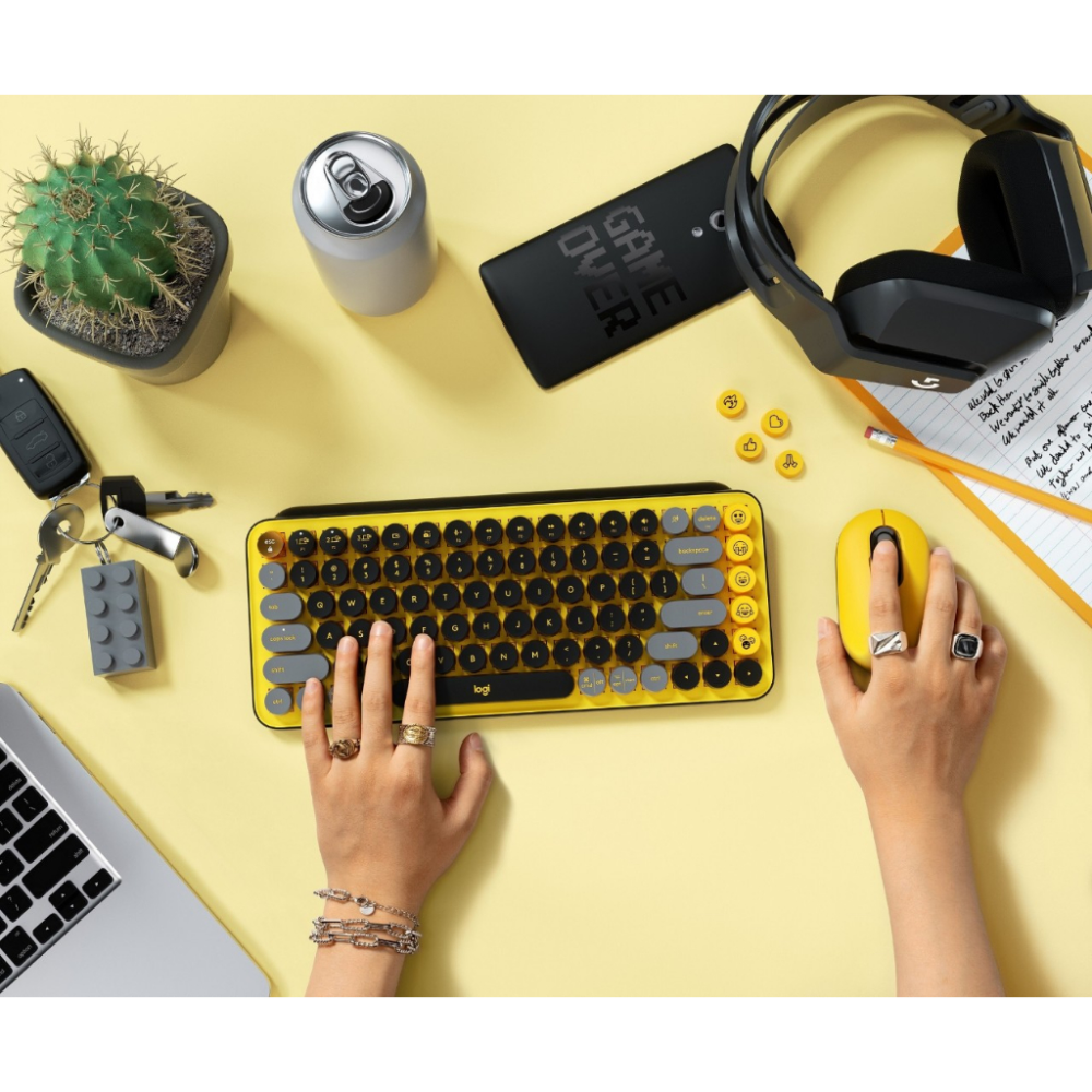 Logitech 羅技 POP KEYS 無線機械式鍵盤 茶軸 酷玩黃 藍牙5.1 自定義EMOJI-細節圖5