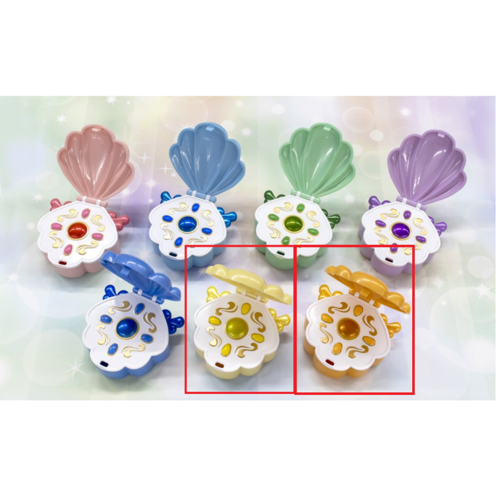 真珠美人魚 珍珠美人魚 黃色 可可 橘色 沙羅 星羅 變身器 變身 貝殼項鍊 收納盒 扭蛋 美人魚公主BUSHIROAD-細節圖3