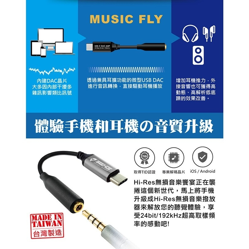 Seehot Music Fly USB-C 微型耳擴 支援Note10 DAC功能-細節圖8