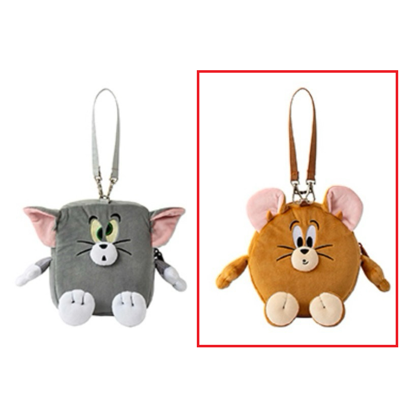 7-11聯名 Tom&Jerry 湯姆貓與傑利鼠 絨毛造型手拿包包包附手掛繩 小背包捷運包零錢包-細節圖3