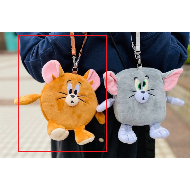 7-11聯名 Tom&Jerry 湯姆貓與傑利鼠 絨毛造型手拿包包包附手掛繩 小背包捷運包零錢包-細節圖4