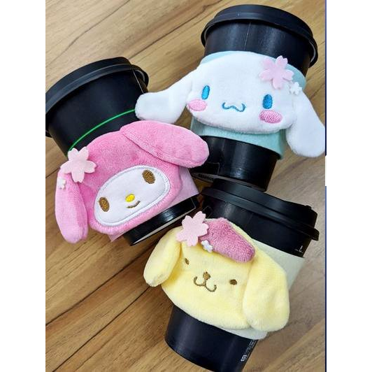 全家 草莓櫻花 三麗鷗Sanrio 布丁狗 美樂蒂 大耳狗喜拿 絨毛杯套 粉嫩杯套 限定杯套隔熱套 玩偶布偶娃娃腰帶護腰-細節圖4