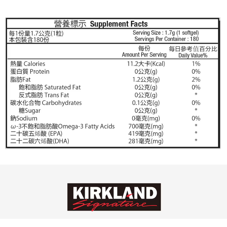特價 180粒 科克蘭 新型緩釋魚油 軟膠囊 Kirkland Signature 好市多 每日一粒 魚油-細節圖5