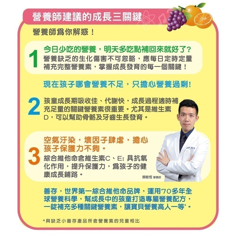 特價 120錠 小善存 綜合維他命 + 維他命C (60錠 X 2瓶) 小善存綜合維他命+C 葡萄口味甜嚼錠 兒童維他命-細節圖5