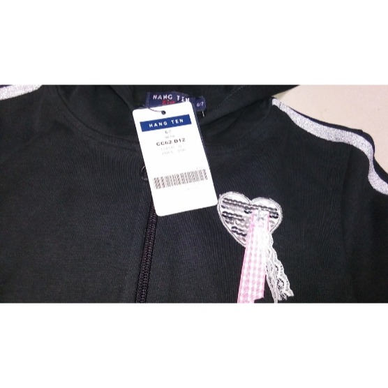 全新 HANG TEN 6-7歲 女童 薄 長袖連帽外套 黑色 純棉 全棉 100%棉 薄外套 童外套 全新 質感好 長-細節圖5