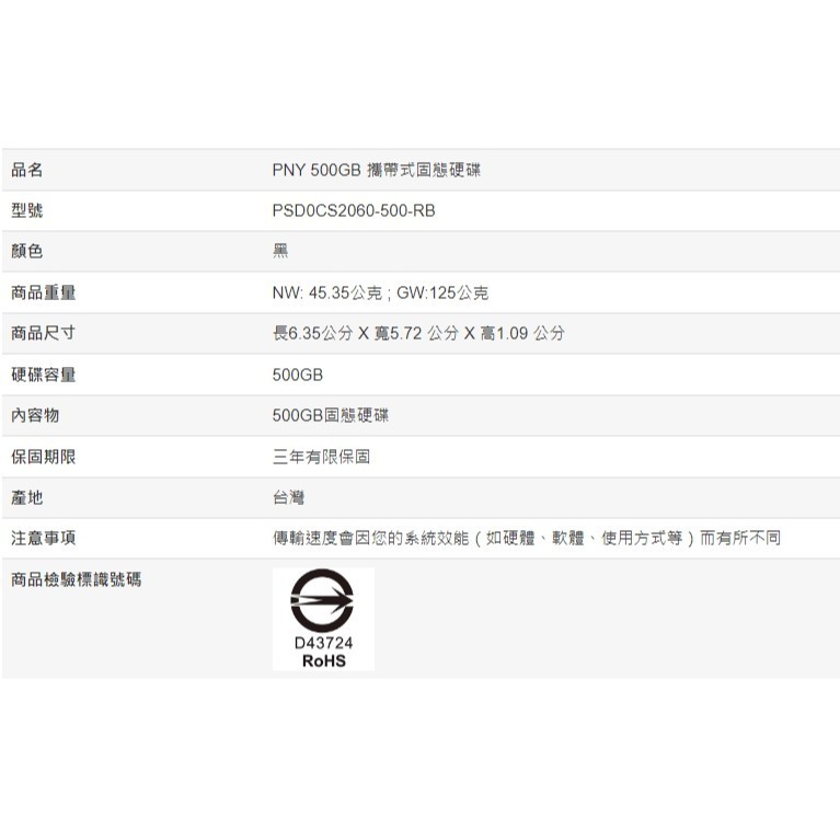 特價 PNY 500GB 攜帶式固態硬碟 SSD USB3.1 GEN 2 外接SSD 行動SSD 行動硬碟-細節圖2