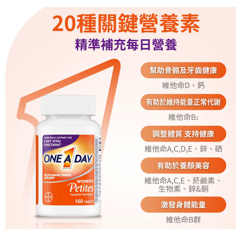 特價 160錠 One A Day 女性亮顏綜合維他命迷你錠 160粒 維生素 拜耳-細節圖6