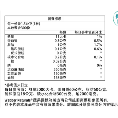 特價 Webber Naturals 亞麻仁油膠囊食品 300粒    低溫冷壓榨法提取，不含任何化學溶劑-細節圖2