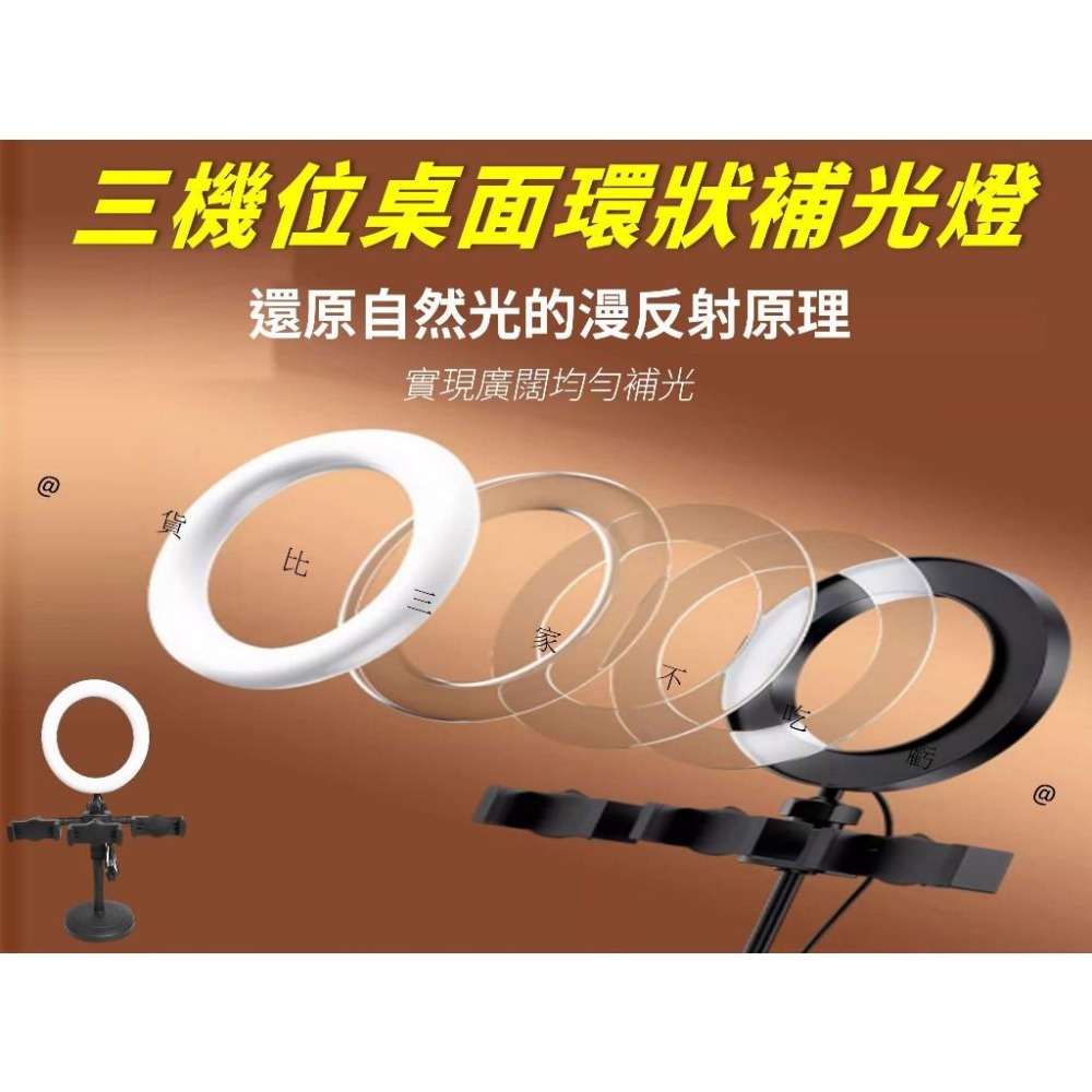 @貨比三家不吃虧@三機位桌面環狀補光燈 環形補光直播燈 LED美顏補光燈 360度旋轉 打光 柔光燈 人像自拍 美光燈-細節圖5