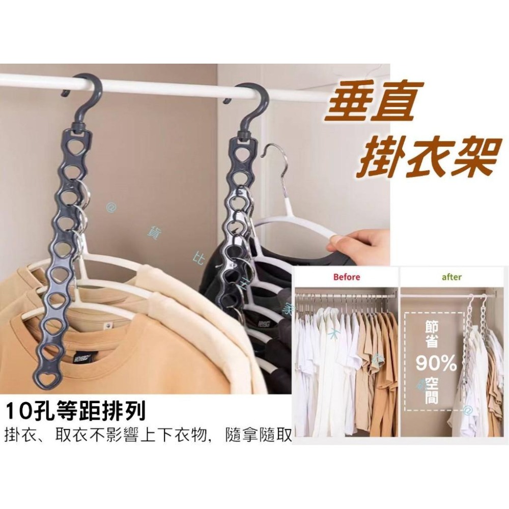 @貨比三家不吃虧@垂直掛衣架 垂直吊衣鏈 衣帽勾 吊勾 魔術衣架 10孔衣架 掛式收納 豎排衣架 連接條 收納 方便攜帶-細節圖3