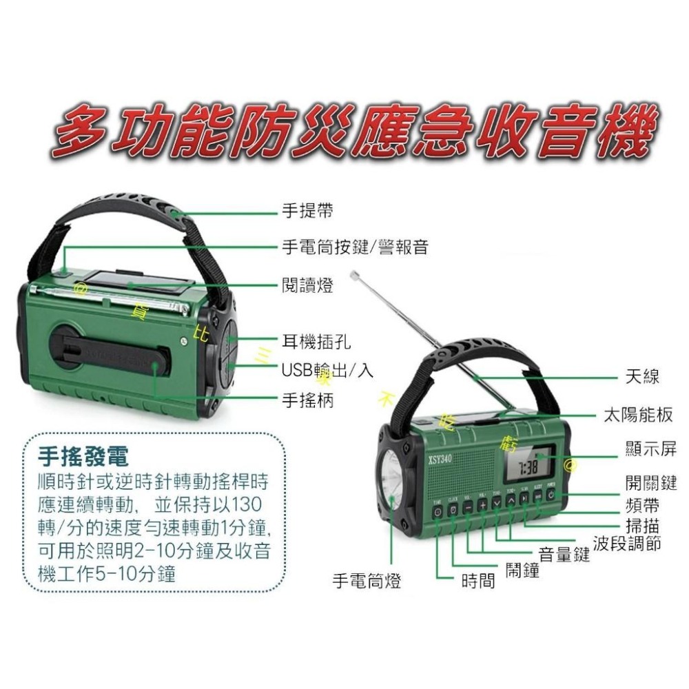 @貨比三家不吃虧@多功能防災應急收音機 防災應急 太陽能發電 避難 全波段收音機 災害應急包 便攜 AM收音機 運動休閒-細節圖2