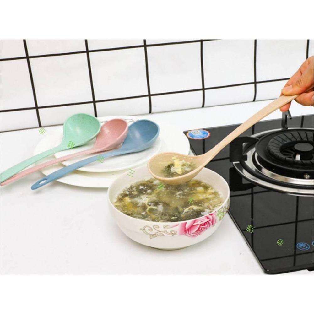 @貨比三家不吃虧@長柄火鍋湯勺 小麥秸稈長柄塑料湯勺 公勺 小麥秸稈湯匙 便攜餐具 環保 耐熱湯匙 防燙 餐勺 拉麵-細節圖7
