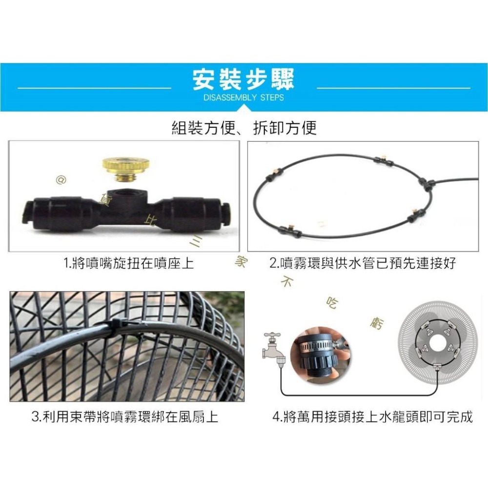 @貨比三家不吃虧@風扇噴霧器 霧化套裝 噴霧灑水器 噴霧系統 戶外 霧化機 工業噴霧 噴水風扇 噴霧環 工業風扇 風扇用-細節圖8