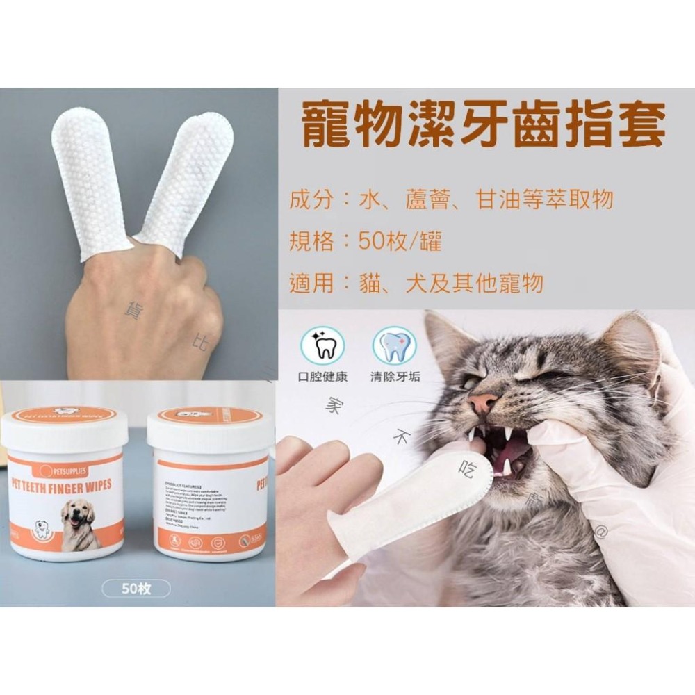 @貨比三家不吃虧@寵物潔牙齒指套 寵物潔牙濕巾 寵物用品 狗牙刷 口氣 狗潔牙 一次性手指套 寵物口腔護理 50枚/罐-細節圖9