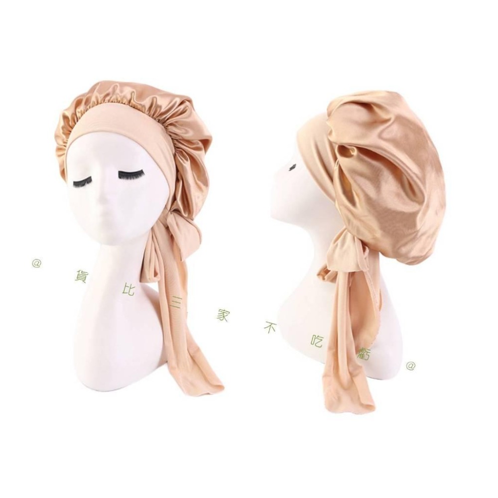 @貨比三家不吃虧@絲質護髮睡帽 蠶絲睡帽 睡帽 真絲髮帽 包頭帽 產婦帽子 防風頭巾 頭髮護理 無感睡眠帽 色丁睡帽-細節圖3