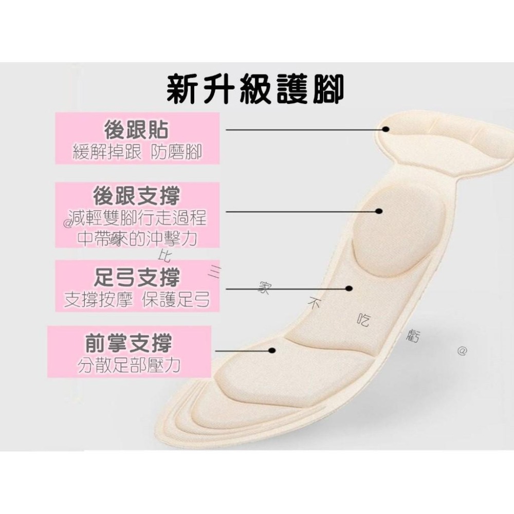 @貨比三家不吃虧@二合一防磨腳後跟鞋墊 7D二合一減震按摩鞋墊 後跟貼 高跟鞋 透氣後跟墊 全掌鞋墊 二合一T型後跟貼-細節圖8
