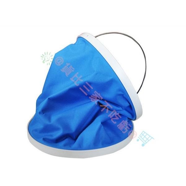 手提藍色伸縮水桶 釣魚水桶 清潔 收納桶 戶外烤肉 玩沙置物桶 洗菜收納桶 垃圾桶 冰桶 礦泉水桶 手提器 清洗搬水桶-細節圖4