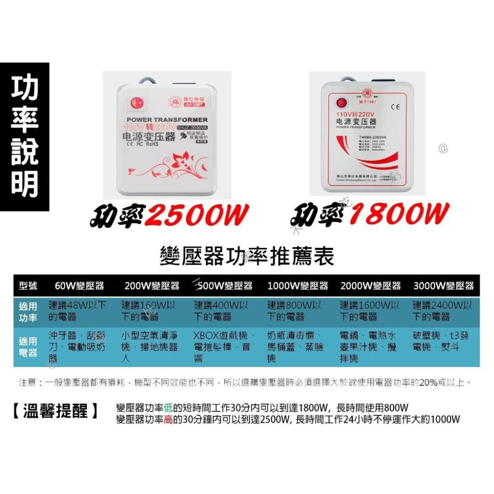 @貨比三家不吃虧@電源變壓器 舜紅3000W變壓器 大陸電器專用 轉換電壓 電源轉換器 電壓變換器 雙向互轉 過熱保護-細節圖8