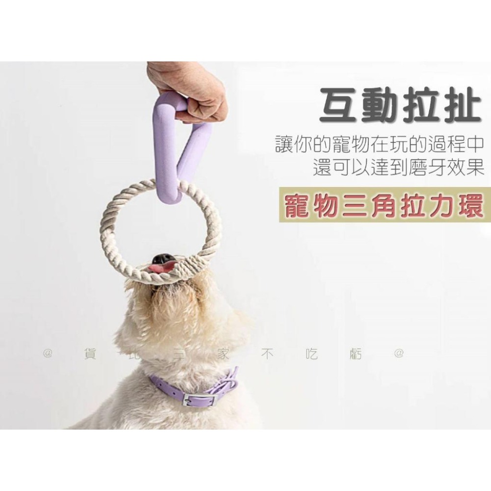@貨比三家不吃虧@寵物三角拉力環 寵物拉環 拉手玩具 拔河健身 浮水拉環 馬卡龍色 TPR 耐咬 訓練咬合拉力 寵物磨牙-細節圖2