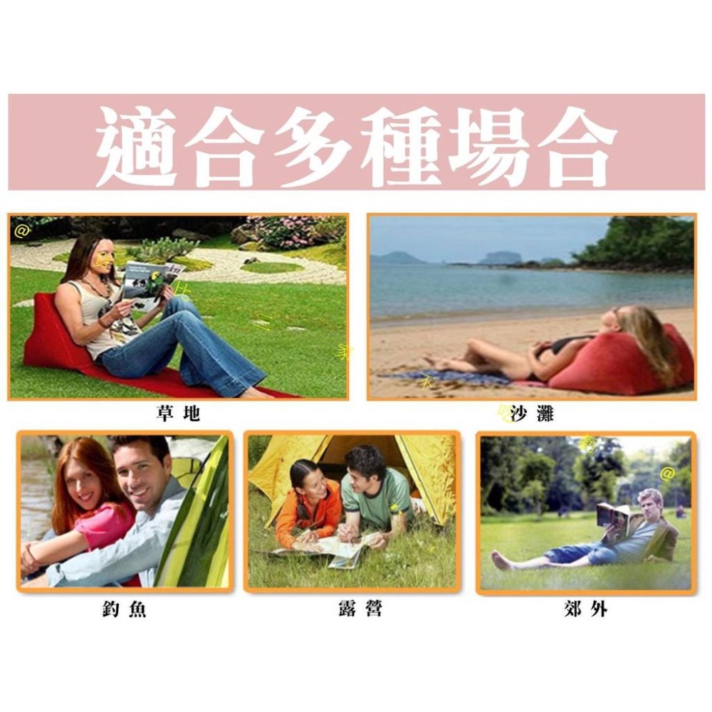 @貨比三家不吃虧@三角充氣靠墊 充氣沙灘椅充氣 充氣援助枕 充氣沙灘墊 可折疊 輕巧充氣三角靠墊 草地坐墊 旅行 沙灘墊-細節圖2