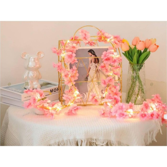 @貨比三家不吃虧@仿真櫻花花藤 櫻花藤條 天花板藤條 假花佈景 酒店裝飾花藤 塑膠花 氣氛燈 櫻花季 舞台 居家裝飾-細節圖4