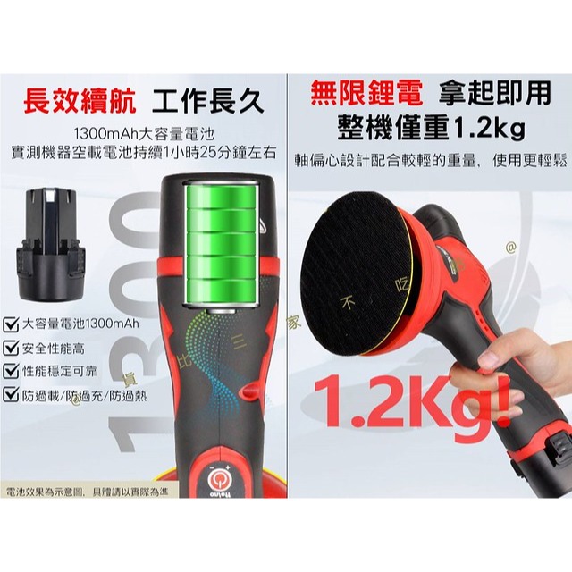 @貨比三家不吃虧@無線拋光打蠟機 打蠟機 無線打蠟機 RO拋光機 鍍膜機 8檔調速 汽車百貨 震拋機 打蠟海綿 偏心軸-細節圖7