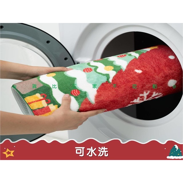 @貨比三家不吃虧@聖誕衛浴地墊三件組 聖誕節 馬桶u型腳墊 衛浴用品 止滑墊子 節日裝飾 門口蹭土墊 通用型 柔軟 踩腳-細節圖3
