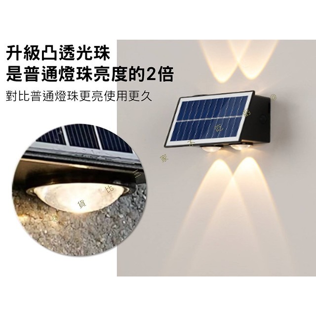 @貨比三家不吃虧@太陽能上下發光壁燈 太陽能壁燈 花園燈 小夜燈 洗牆燈 樓梯圍欄智能太陽能燈 上下發光照明燈 免插電-細節圖3