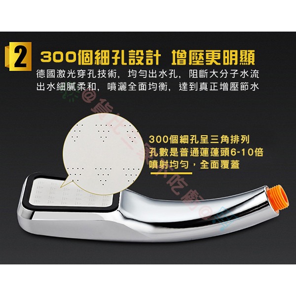 @貨比三家不吃虧@ 超強 加壓蓮蓬頭 水箭龜 300個出水孔 加壓300% 省水30% 按摩SPA 高壓 花灑 蓮蓬頭-細節圖3
