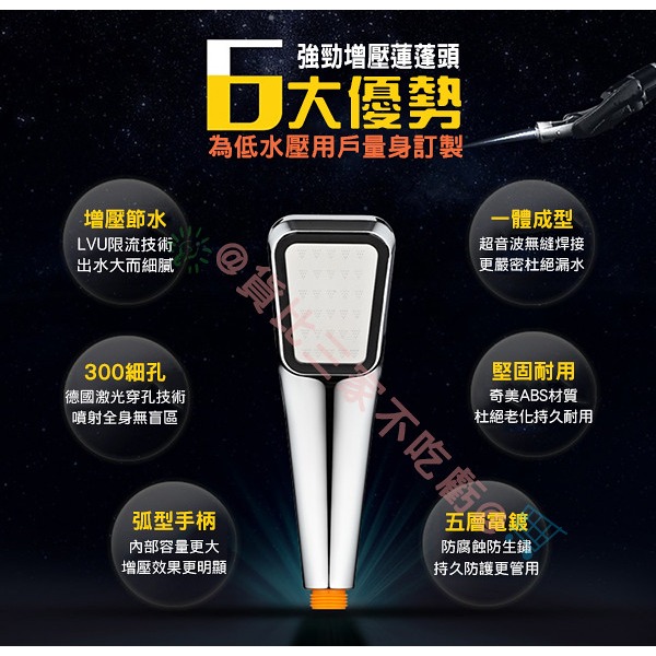 @貨比三家不吃虧@ 超強 加壓蓮蓬頭 水箭龜 300個出水孔 加壓300% 省水30% 按摩SPA 高壓 花灑 蓮蓬頭-細節圖7