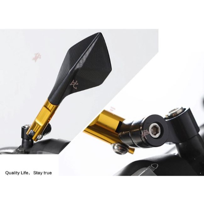 鋁合金後照鏡 機車改裝配件 五角後視鏡 防眩藍鏡片 小鏡面 握把鏡 後照鏡 後視鏡 倒後鏡 摩托車改裝 菱形五角-細節圖4