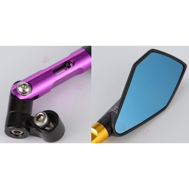 鋁合金後照鏡 機車改裝配件 五角後視鏡 防眩藍鏡片 小鏡面 握把鏡 後照鏡 後視鏡 倒後鏡 摩托車改裝 菱形五角-細節圖6