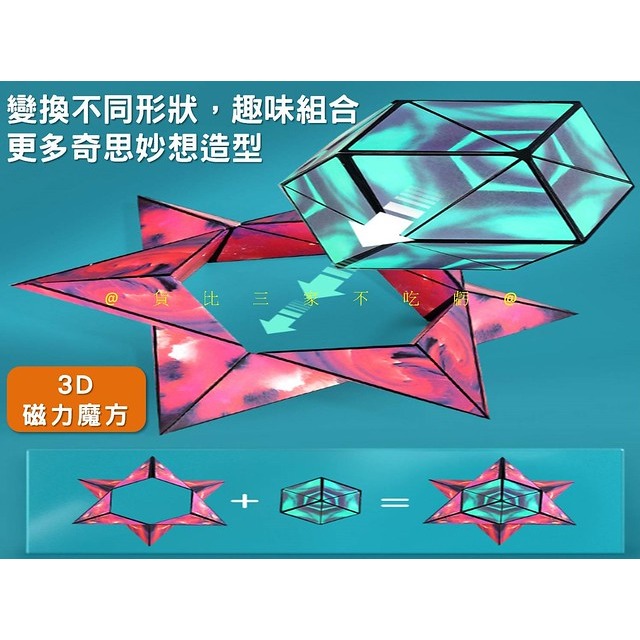 @貨比三家不吃虧@3D磁力魔方 3D立體幾何磁性魔方 兒童益智玩具 解壓變形玩具 磁性解壓魔方 邏輯思維 無限解壓魔方-細節圖6
