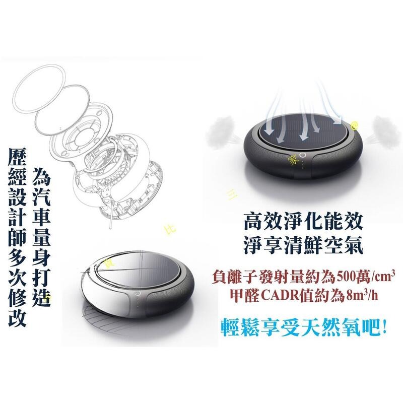 太陽能車用空氣清淨機 USB充電 新車除味 除異味 去味 除煙味 吸煙族必備 自動開關 多用途 活性碳 附防滑墊 二手煙-細節圖2
