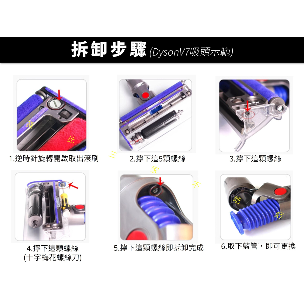 @貨比三家不吃虧@吸塵器吸頭軟管 藍管零件 DYSON藍色軟管 電動軟絨地板刷 slim dyson 電動軟絨 管子-細節圖6
