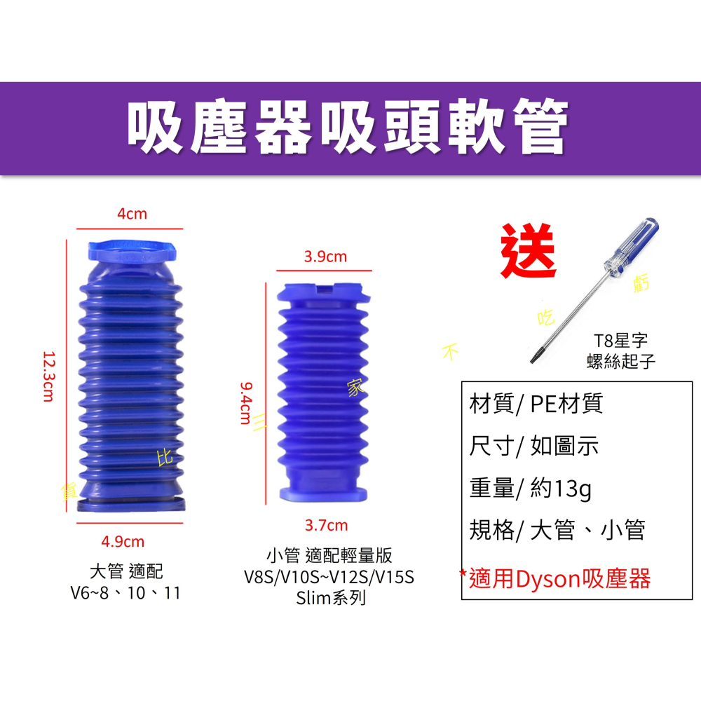 @貨比三家不吃虧@吸塵器吸頭軟管 藍管零件 DYSON藍色軟管 電動軟絨地板刷 slim dyson 電動軟絨 管子-細節圖7