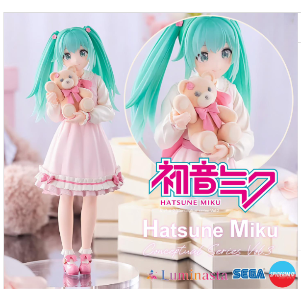 日版 景品 SEGA 初音未來 Luminasta MIKU 初音 概念系列 vol.3 小熊 睡衣 公仔 日下氏 原畫-細節圖2